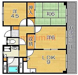稲葉奏風館 4階3LDKの間取り