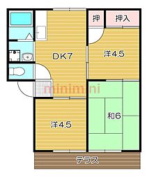 ドミール西3号棟 3DKの間取図画像