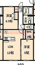 吹田市青葉丘南アパート 2LDKの間取図画像