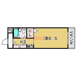 ウインドワード野中 1Kの間取図画像