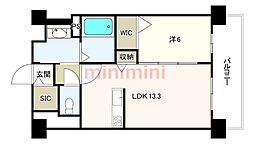クレアコート元町 1LDKの間取図画像