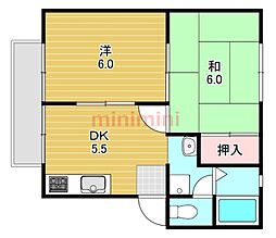 サンモリックA棟 2DKの間取図画像