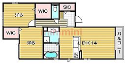 クラコート 2LDKの間取図画像