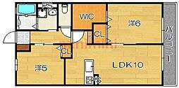 グレイスコート東太田A 2LDKの間取図画像