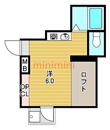 ポエジーハイム 1Kの間取図画像