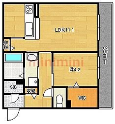 シャーメゾンフレデリック 1LDKの間取図画像
