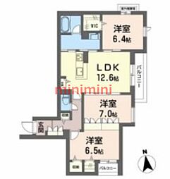 グラン　ブランシェ 2階3LDKの間取り