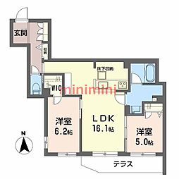 シャーメゾン　エヌーノ 1階2LDKの間取り