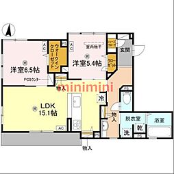 高槻市本町アパート 2LDKの間取図画像