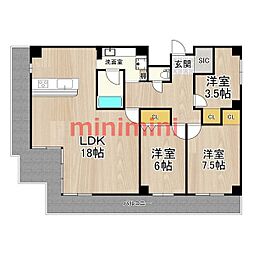 ロイヤル南茨木 3LDKの間取図画像