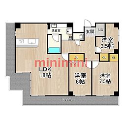 ロイヤル南茨木 3LDKの間取図画像