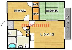 ネオ堂之上ハイツ 2LDKの間取図画像