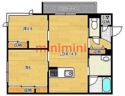 ヴァンベール 2LDKの間取図画像
