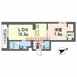 シャーメゾンはなみずき 1LDKの間取図画像