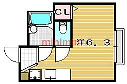 グリーンフィールド ワンルームの間取図画像