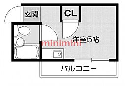 ハッピー・ド・千里山 ワンルームの間取図画像