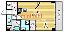 アクトタレイア茨木駅前 1LDKの間取図画像