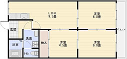 パールハイツ高木 3LDKの間取図画像