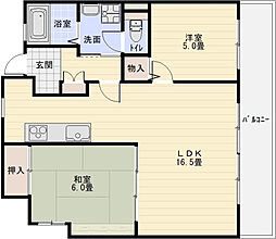 清川六番館 2LDKの間取図画像