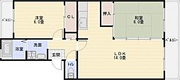 グレープコーポタニノ 2LDKの間取図画像