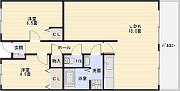 ハイグレード高井田 2LDKの間取図画像