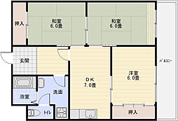 第2サンメイト 3DKの間取図画像