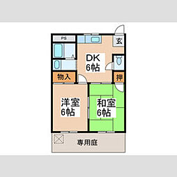 西町コーポ 2DKの間取図画像