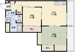 コーポ柏原 2DKの間取図画像