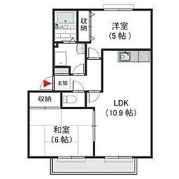 CoCoSolegioB棟 2LDKの間取図画像
