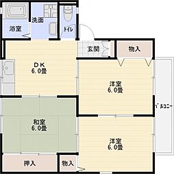 リバーサイド八尾南B 3DKの間取図画像