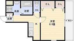 ハートフル・オカ 1Kの間取図画像