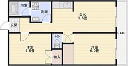 ノーブル国分 2DKの間取図画像