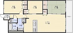 ライオンズ柏原駅前クラウンスクエア 3LDKの間取図画像