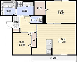 エクセレント曙川東2 2LDKの間取図画像
