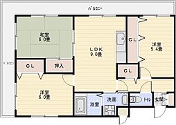 幸喜ビル 3LDKの間取図画像