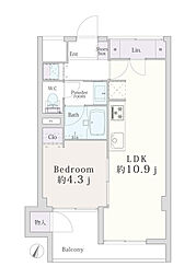 洗足池マンション 1LDKの間取図画像