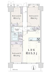 ファミール本厚木 3LDKの間取図画像