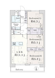 スカイマンションC 3LDKの間取図画像