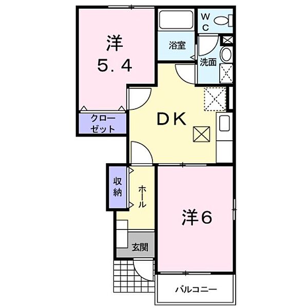 クロスローズII 103｜富山県小矢部市赤倉(賃貸アパート2DK・1階・42.77㎡)の写真 その2