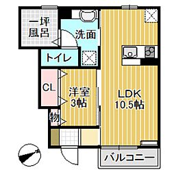 リエゾン　シュシュ 1階1LDKの間取り