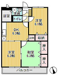 シスコイン・となみB 3DKの間取図画像