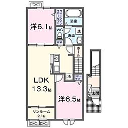 砺波市栄町アパート 2LDKの間取図画像