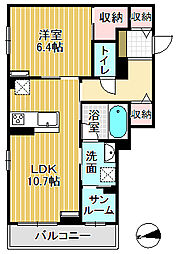 ミライエ・シリウス East 1LDKの間取図画像