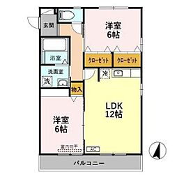 グレイス戸出 2LDKの間取図画像