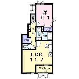 アグロス2 1LDKの間取図画像