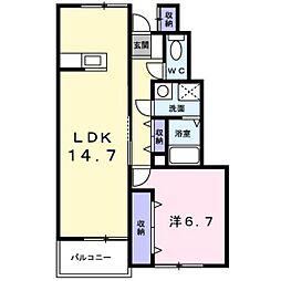 イーグルヒルズC 1LDKの間取図画像