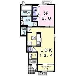 グロワールパレスE 1LDKの間取図画像