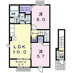 モンテピエール 2LDKの間取図画像