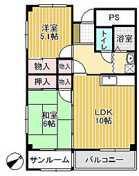 クオーレ 2LDKの間取図画像