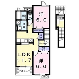 アルバ3 2LDKの間取図画像